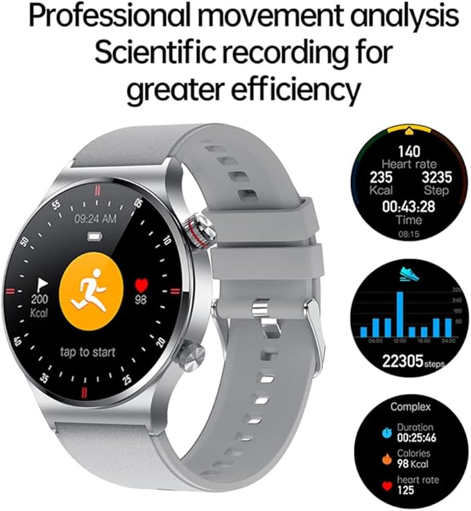 FILIEKEU Bluetooth Calls Smart Watch Men Women Heart Rate Sleep Monitor Steps IP67 Waterproof Sport Fitness Tracker 1.3''Touch Screen Fasion Black Stainless Steel Smart Watches for Android iOS