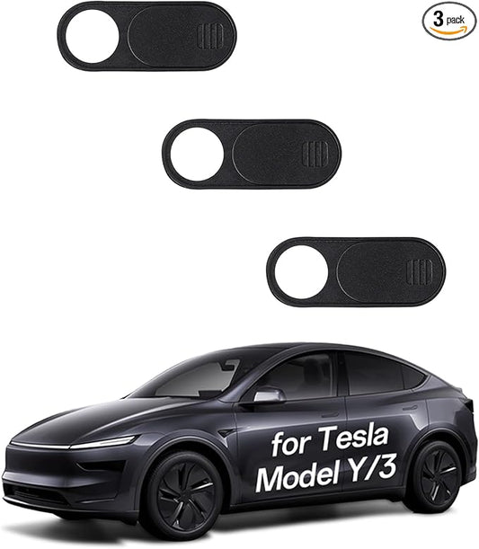 Camera Cover Slide for Tesla Model Y 3 X S Interior Cabin Camera, 0.03 in Ultra Thin Webcam Cover for Laptop, Computer, Tablet, Cell Phone Web Cam Sticker Blocker Protect Your Privacy, 3 Pack