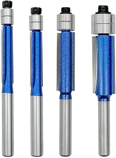 4Pcs Top Double Bearing Flush Trimming Router Bits Set, 1/4 Inch Shank Bottom Bearing Straight Flush Trim Router Bits Set for Woodworking,1/4", 5/16", 3/8", 1/2" Cutting Diameter - Image 1