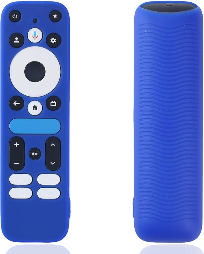 Blue Silicone Protective Case with Strap for 2025 Onn Google TV Box 4K pro Remote, Shockproof Anti-Dirty Cover for Onn Google TV Controller