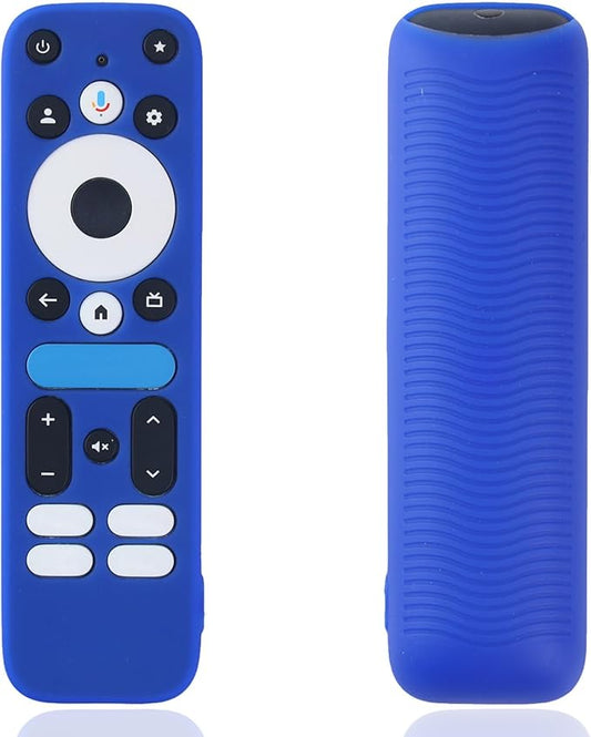 Blue Silicone Protective Case with Strap for 2025 Onn Google TV Box 4K pro Remote, Shockproof Anti-Dirty Cover for Onn Google TV Controller