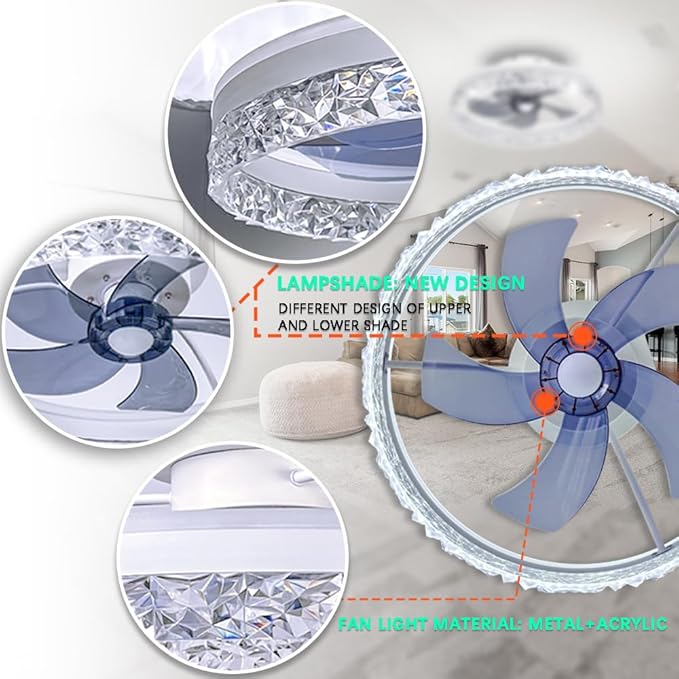 Ceiling Fan with Light,Low Profile Ceiling Fan,Flush Mount Ceiling Fan,Bluetooth Ceiling Fan with Speaker, Smart Ceiling Fan with Alexa&Google Assistant,Voice/APP/Remote Control