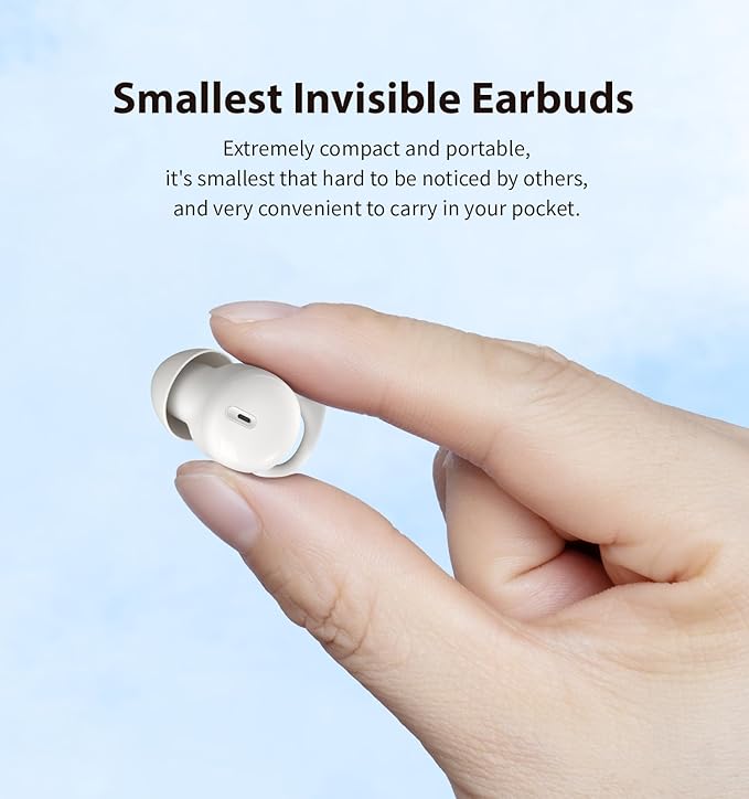 Invisible Sleep Headphones,Sleep Earbuds for Side Sleepers,Small Comfortable Fit Noise Blocking Sleep Ear Buds,Bluetooth 5.3 Wireless Earbuds, in-Ear Ear Buds for Sleeping, Working - White