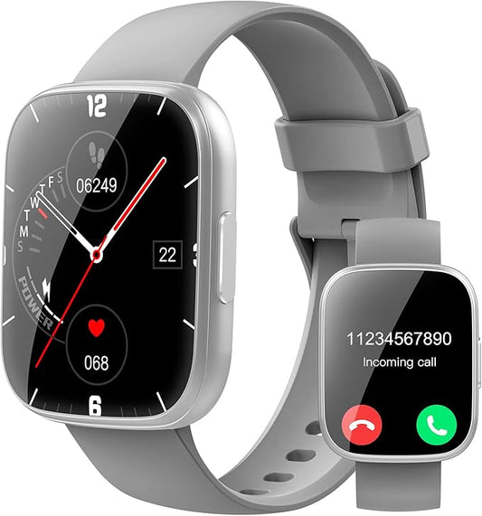 Smart Watches for Men Women, 1.95" HD Touchscreen Fitness Tracker with Bluetooth Calls, IP68 Waterproof, 120+ Sport Modes, 7-Day Battery, 24/7 Heart Rate & Sleep Monitor for Android iOS (Gray)