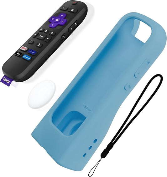 GripStand™ Roku Voice Remote Cover: Stand Up Design, Enhanced Grip, Silicone Case: Fits TV Streaming Stick Plus 2025 4K/HD/HDR, Compatible with AirTag and TileMate, Sky Glow by 73&Sunny