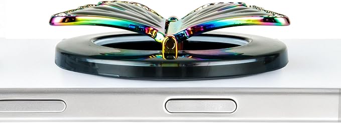 [2026 All-New] for MagSafe Butterfly Phone Grip, Magnetic Butterfly Phone Ring Holder for MagSafe Accessories & iPhone 17 Air 16 Pro Max Plus 15 14 13 12, Glitter Black