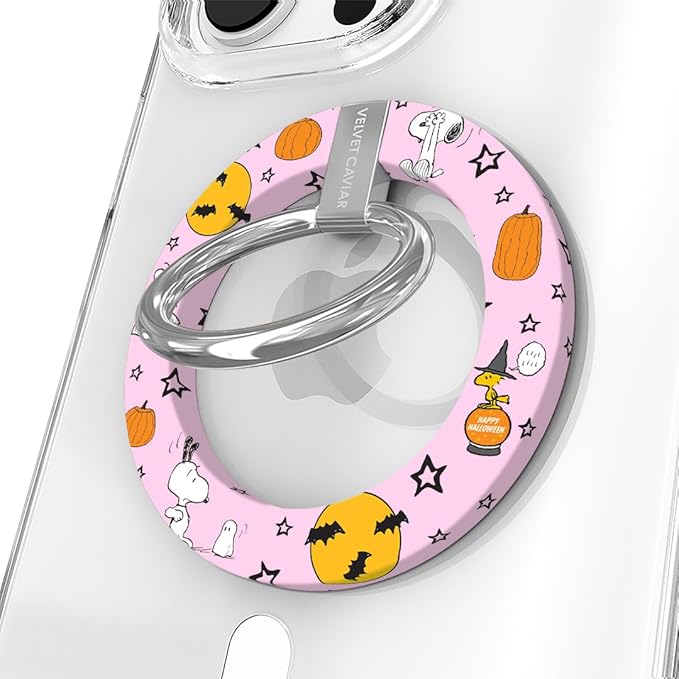 VELVET CAVIAR Compatible with MagSafe Phone Grip - Magnetic Ring Holder with Adjustable Stand - Removable MagSafe Accessories for iPhone 16, 15, 14, 13, 12 (Pink Pumpkin Snoopy)