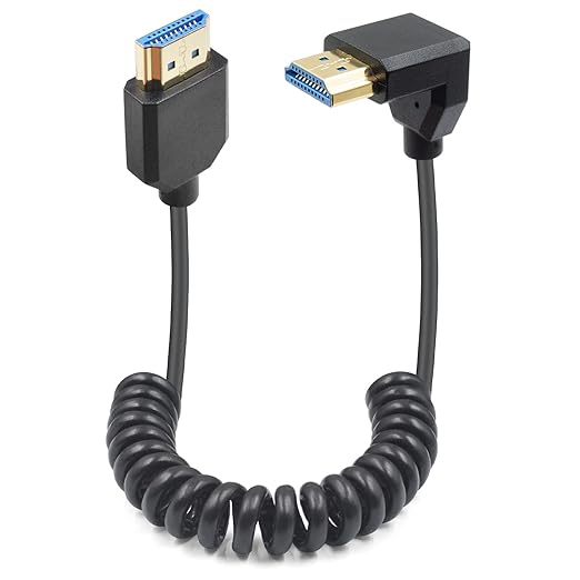 Duttek 90 Degree HDMI Coiled Cable 8K, Extreme Thin Down Angled HDMI Male to Male Coiled Cable, Short HDMI Cable High Speed 48Gbps Support 8K@60Hz 4K@120 for TV/Xbox /PS4 /PS5 4FT/1.2M