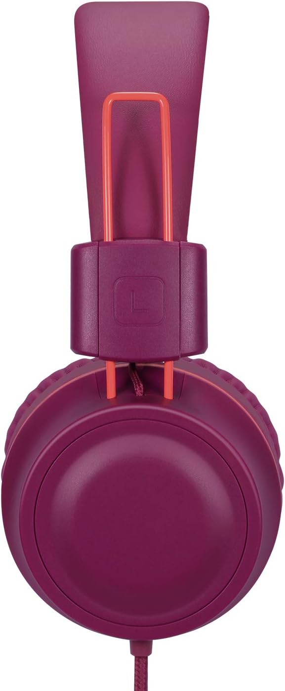 noot products Kids Headphones K33 Foldable Stereo Tangle-Free 5ft Long Cord 3.5mm Jack Plug in Wired On-Ear Headset for Children/Teens/Boys/Girls/ipad/School/Kindle/Travel/Plane/Tablet (Plum)