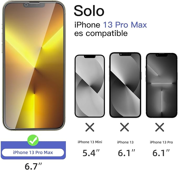 NEW'C 3x Privacy for iPhone 13 Pro Max Screen Protector (6.7 inches)+ 3x Camera Lens Protector, Sensor Protection, Tempered Glass Film +Dust Plug - Enhanced Privacy Angle of 28 Degrees