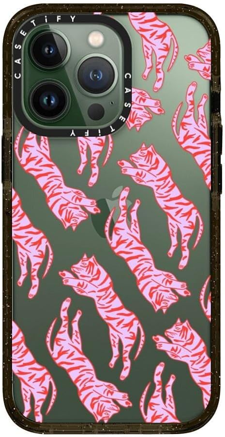 CASETiFY Impact iPhone 13 Pro Case [6.6ft Drop Protection] - Tigers by Grace Owen - Clear Black