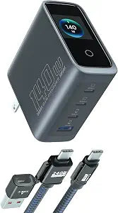 140W GaN USB C Charger Block with Smart Display,PD3.1 Fast Laptop Charger