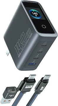 140W GaN USB C Charger Block with Smart Display,PD3.1 Fast Laptop Charger