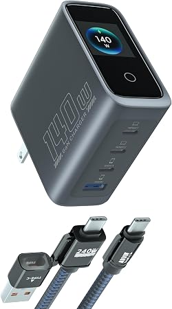 140W GaN USB C Charger Block with Smart Display,PD3.1 Fast Laptop Charger
