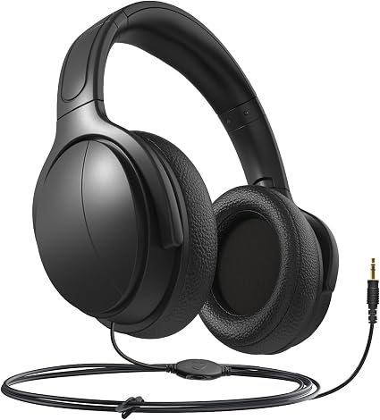 Long Cord Wired Headphones for tv with Volume Control, Over Ear Headphone tv Watching for Seniors with Extra Long Cord, Universal 3.5mm AUX Audio(19.6FT)