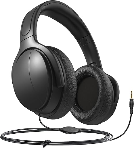 Long Cord Wired Headphones for tv with Volume Control, Over Ear Headphone tv Watching for Seniors with Extra Long Cord, Universal 3.5mm AUX Audio(19.6FT)