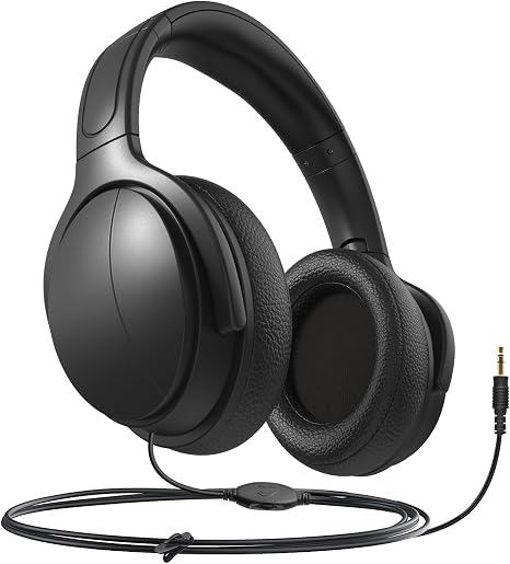 Long Cord Wired Headphones for tv with Volume Control, Over Ear Headphone tv Watching for Seniors with Extra Long Cord, Universal 3.5mm AUX Audio(19.6FT)