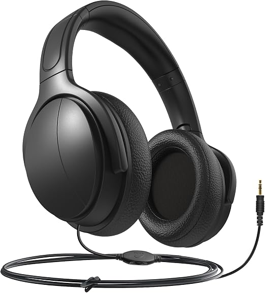 Long Cord Wired Headphones for tv with Volume Control, Over Ear Headphone tv Watching for Seniors with Extra Long Cord, Universal 3.5mm AUX Audio(19.6FT)