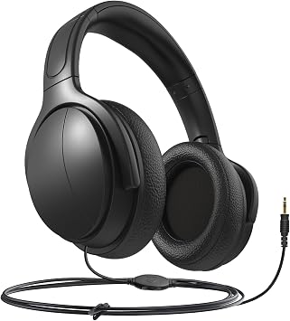 Long Cord Wired Headphones for tv with Volume Control, Over Ear Headphone tv Watching for Seniors with Extra Long Cord, Universal 3.5mm AUX Audio(19.6FT)