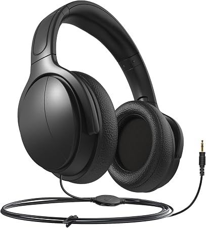Long Cord Wired Headphones for tv with Volume Control, Over Ear Headphone tv Watching for Seniors with Extra Long Cord, Universal 3.5mm AUX Audio(19.6FT)