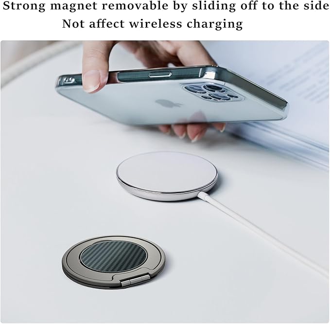 Magnetic Phone Ring Holder for MagSafe, Phone Grip, Compatible with iPhone 17 Pro Max 16 15 14 13 12 and Android, Ultra-Thin Phone Finger Ring Stand, Gunmetal