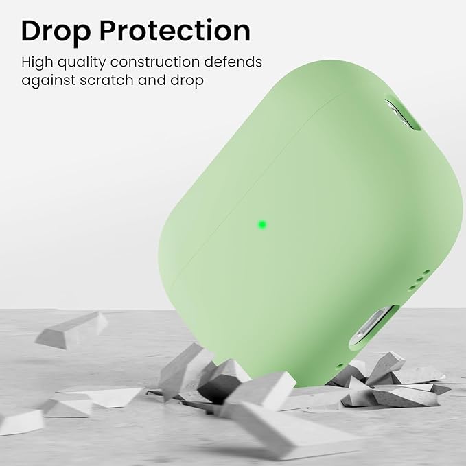 ORNARTO Compatible with AirPods Pro 3 Case 2025, Full Protective Hybrid Silicone for AirPods Pro 3rd Generation Case, Front LED Visible Skin Cover-Matcha