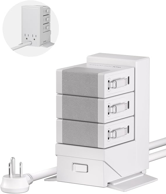 Gitryin Tower Charging Station for Nightstand, 120W Retractable Charger
