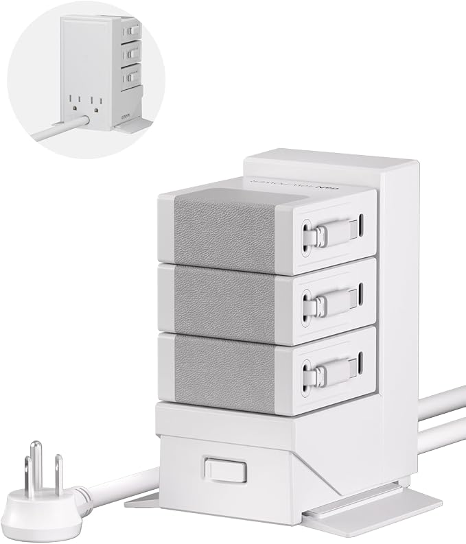 Gitryin Tower Charging Station for Nightstand, 120W Retractable Charger