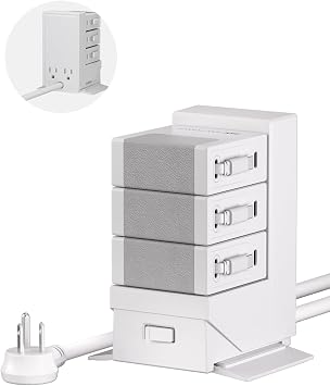 Gitryin Tower Charging Station for Nightstand, 120W Retractable Charger