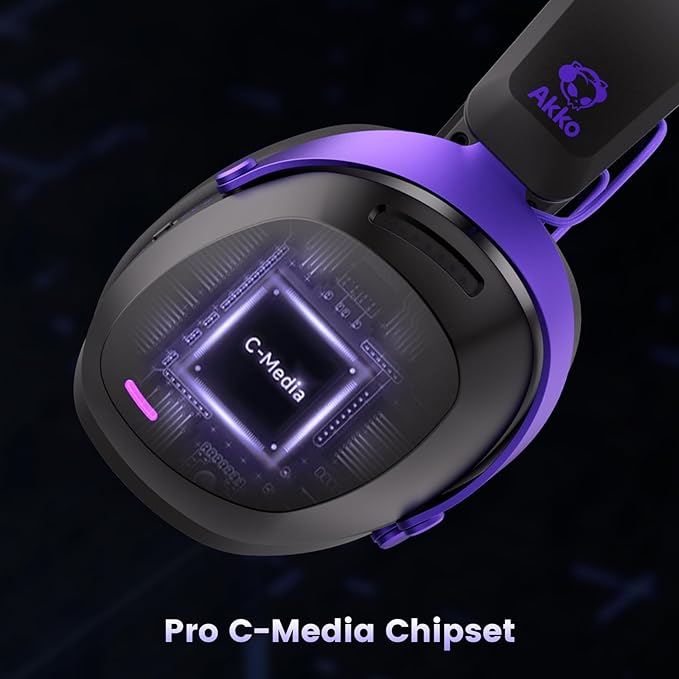 Akko GH300 Wireless Gaming Headphone, Quad-Mode Connectivity Black Headset with 50mm Drivers, Virtual 7.1 Surround Sound, Noise Cancelling Mic, RGB Lights Compatible with Laptop, Desktops