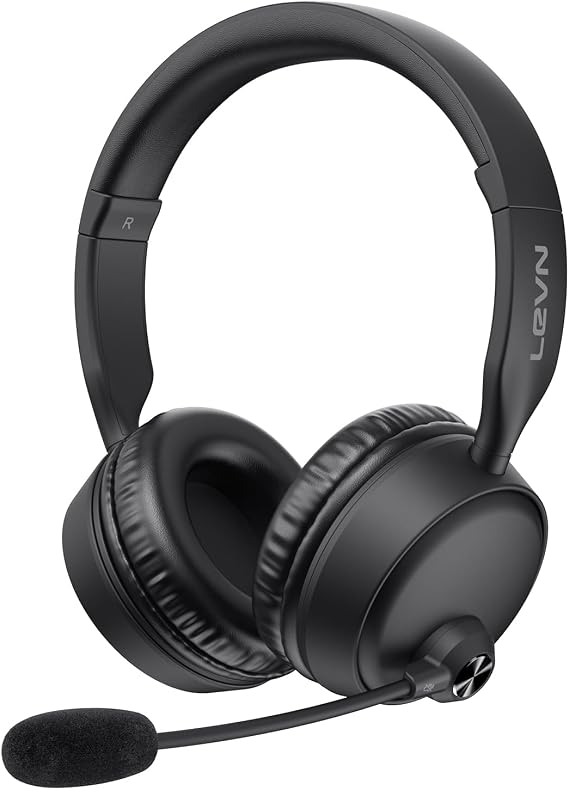 Bluetooth Headset with Microphone, 60 Hrs Bluetooth Headphones with Mic, Wireless Headset with Mic for Work/Meetings/Office/iPhone/Phone Calls/Call Center/Computer/PC/Teams/Zoom/Podcast/Skype/WebEx