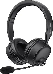 Bluetooth Headset with Microphone, 60 Hrs Bluetooth Headphones with Mic, Wireless Headset with Mic for Work/Meetings/Office/iPhone/Phone Calls/Call Center/Computer/PC/Teams/Zoom/Podcast/Skype/WebEx