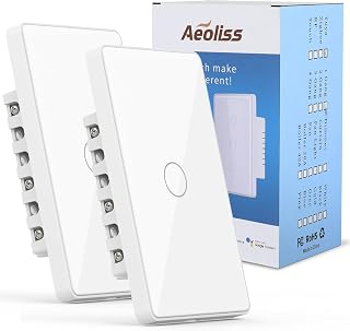 2.4GHz WiFi Smart Touch Wall Single Fire Smart Light Switch, Need Neutral Wire, Glass Panel Light Switch Work with Smart Life/Tuya App, Alexa and Google Home 2 Pack (White 1 Gang)