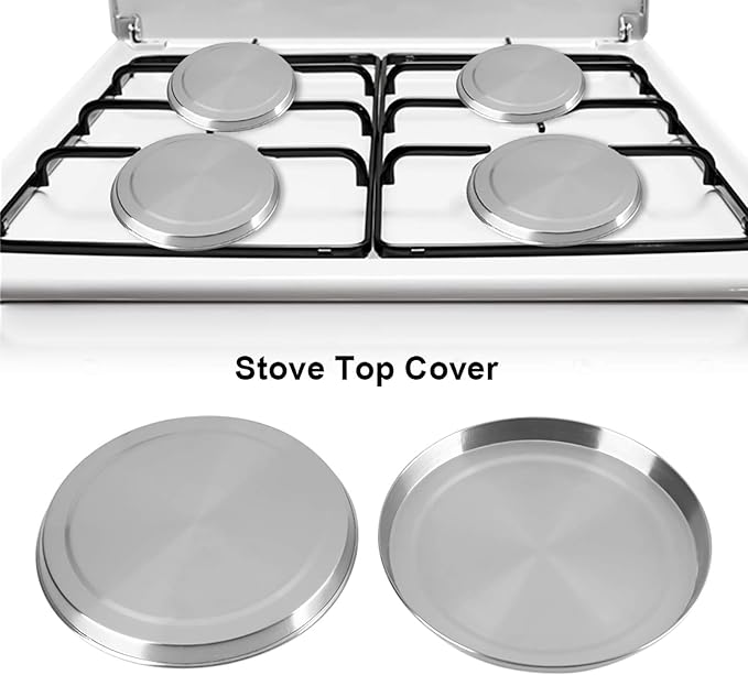 4Pcs/Set Stainless Steel Kitchen Stove Top Burners Covers Cooker Silver Kitchen Stove Cover for Standard Sized Electric Stove