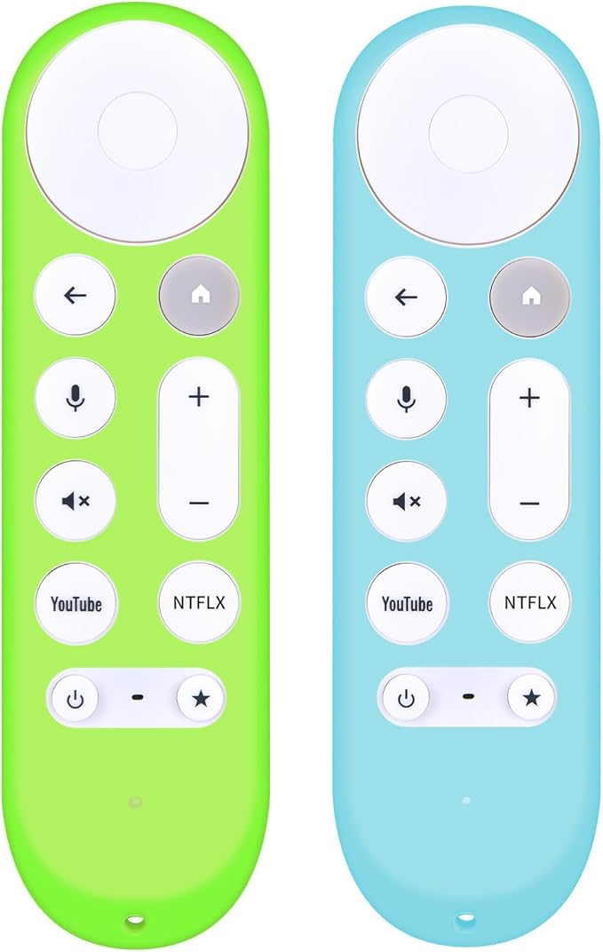 [2-Pack] HZIME New Replacement Remote Control Cover Compatible for Google TV Streamer 4K TV GY3LE Voice Remote, Silicone Controller Case Sleeve (Glow-in-The-Dark，Green/Blue)