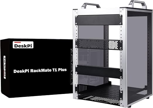 GeeekPi 8U Server Rack Cabinet, DeskPi RackMate T1 Plus,10 inch Network Rack for Servers, Network, A/V Equipment, 10.23inch/260mm Depth (Silver)