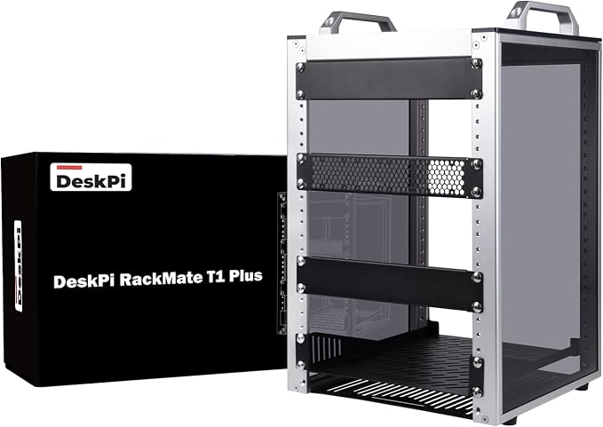 GeeekPi 8U Server Rack Cabinet, DeskPi RackMate T1 Plus,10 inch Network Rack for Servers, Network, A/V Equipment, 10.23inch/260mm Depth (Silver)