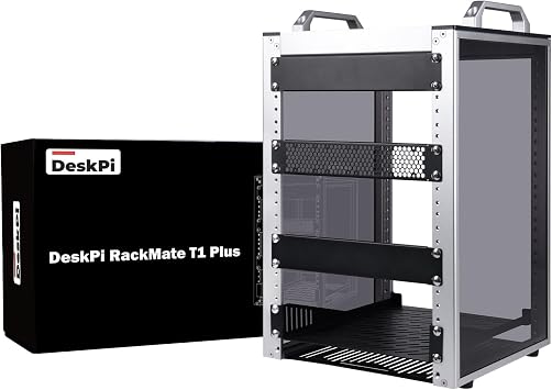 GeeekPi 8U Server Rack Cabinet, DeskPi RackMate T1 Plus,10 inch Network Rack for Servers, Network, A/V Equipment, 10.23inch/260mm Depth (Silver)