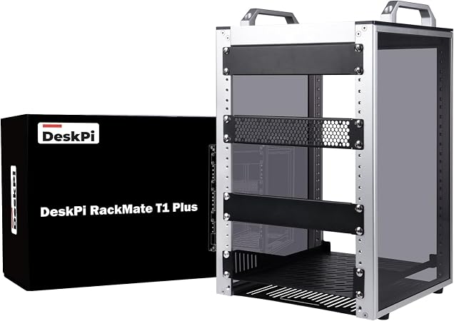 GeeekPi 8U Server Rack Cabinet, DeskPi RackMate T1 Plus,10 inch Network Rack for Servers, Network, A/V Equipment, 10.23inch/260mm Depth (Silver)