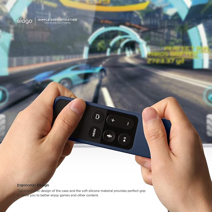 elago R1 Intelli Case [Jean Indigo]-[Magnet Technology][Anti-Slip][Lanyard Included][Heavy Shock Absorption] Compatible with Apple TV Siri Remote 1st Generation