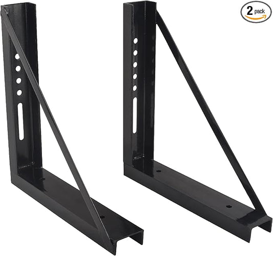 18’’x18’’ Bolted Steel Mounting Brackets for Trailer Tool Box, Set of 2- Black