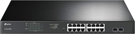 TP-Link TL-SG1218MPE 16 Port Gigabit Switch Easy Smart Managed 16 PoE+ @250W, 2 non-PoE ports, 2 combo SFP slots 3 Year Manufacturer Warranty QoS, Vlan, IGMP & LAG, Free Expert Help