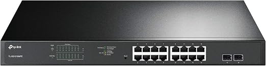 TP-Link TL-SG1218MPE 16 Port Gigabit Switch Easy Smart Managed 16 PoE+ @250W, 2 non-PoE ports, 2 combo SFP slots 3 Year Manufacturer Warranty QoS, Vlan, IGMP & LAG, Free Expert Help