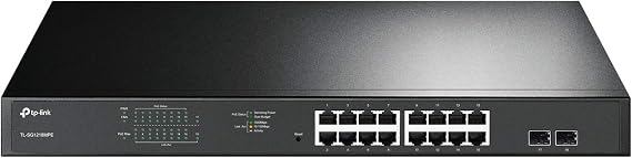 TP-Link TL-SG1218MPE 16 Port Gigabit Switch Easy Smart Managed 16 PoE+ @250W, 2 non-PoE ports, 2 combo SFP slots 3 Year Manufacturer Warranty QoS, Vlan, IGMP & LAG, Free Expert Help