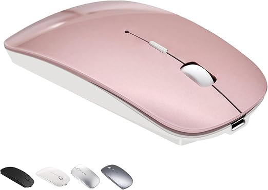 Bluetooth Wireless Mouse for MacBook Air Mac Pro Laptop Computer iPad Pad PC Laser Optical Rechargeable Mini Slim Silent Mouse Widely Used Desktop Hp iMac (Rose Gold) - Image 6