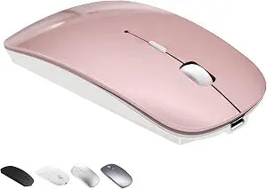 Bluetooth Wireless Mouse for MacBook Air Mac Pro Laptop Computer iPad Pad PC Laser Optical Rechargeable Mini Slim Silent Mouse Widely Used Desktop Hp iMac (Rose Gold) - Image 1