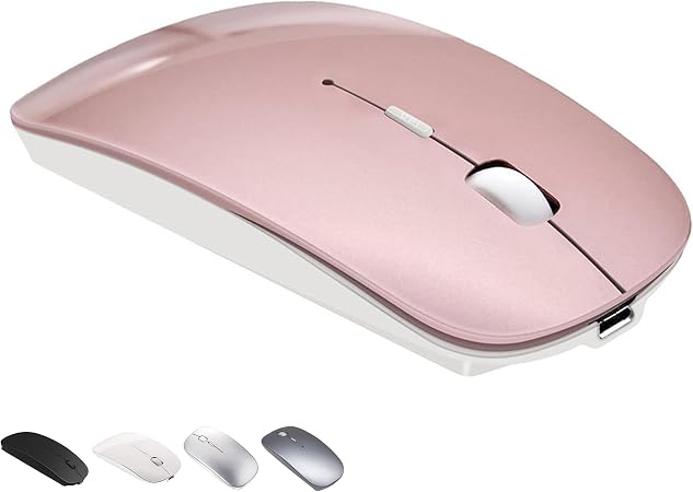 Bluetooth Wireless Mouse for MacBook Air Mac Pro Laptop Computer iPad Pad PC Laser Optical Rechargeable Mini Slim Silent Mouse Widely Used Desktop Hp iMac (Rose Gold) - Image 3