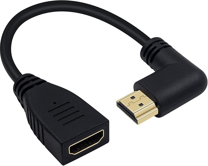 Poyiccot 8K HDMI Extension Cable, Short 90 Degree Right Angle Male to Female HDMI 2.1 Cable Adapter 48Gbps with 8K@60Hz Video & 3D HDR for TV/Xbox /PS4 /PS5 (Right M/F), 0.5feet