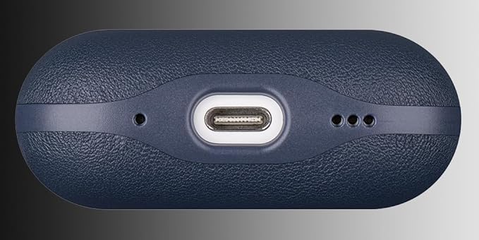 LOPIE Leather Case for AirPods Pro 2 - Handmade AirPods Pro 2nd Generation Case Cover with Lanyard - Made of Full Grain Leather - Drop Protection Hard Shell Cover - Wireless Charging Compatible - Blue