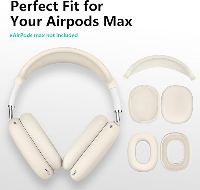 Filoto Case for Airpods Max Headphones,Ear Pad Case Cover/Ear Cups Cover/Headband Covers for AirPods Max (USB-C/Lightning)(2024/2020),Silicone for Apple Airpod Max,Accessories Cases (Stone)